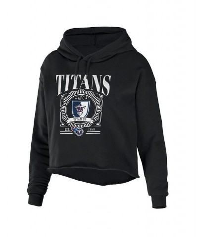 Women's Black Tennessee Titans Cropped Sponge Fleece Pullover Hoodie Black $36.50 Sweatshirts