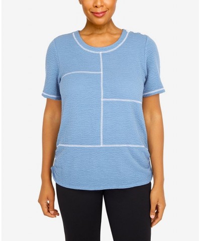 Petite Peace of Mind Crew Neck Top Sky Blue $19.53 Tops