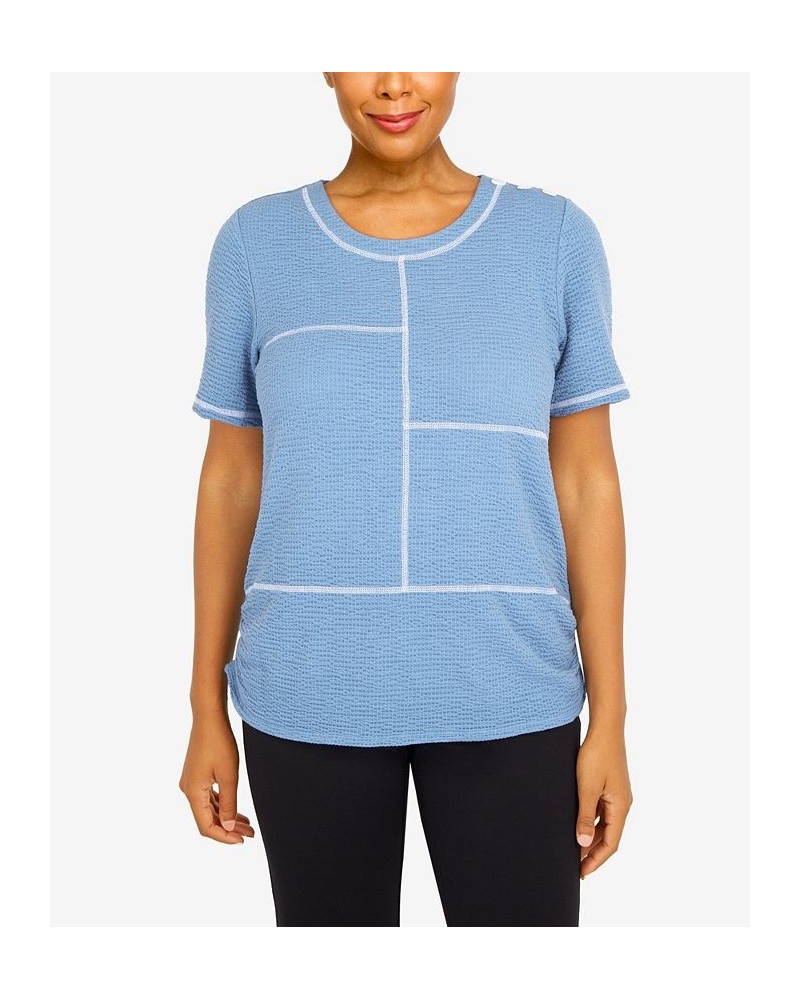 Petite Peace of Mind Crew Neck Top Sky Blue $19.53 Tops