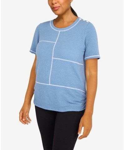 Petite Peace of Mind Crew Neck Top Sky Blue $19.53 Tops