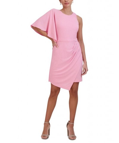 Women's Asymmetrical Single-Sleeve Dress Pink $42.24 Dresses