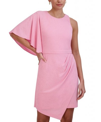 Women's Asymmetrical Single-Sleeve Dress Pink $42.24 Dresses