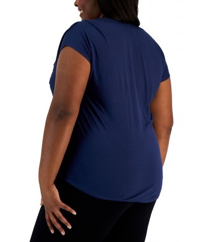 Plus Size Woven-Front V-Neck Top Deep Black $19.24 Tops