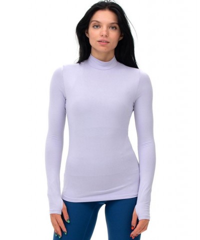 Cozy Mock Neck Long Sleeve Top for Women Purple $30.60 Tops