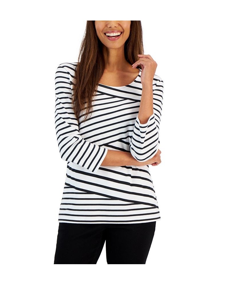 Petite Callie Interlock-Stripe Top Bright White $11.04 Tops