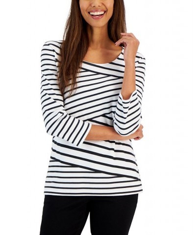 Petite Callie Interlock-Stripe Top Bright White $11.04 Tops