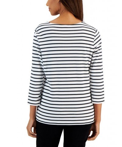 Petite Callie Interlock-Stripe Top Bright White $11.04 Tops