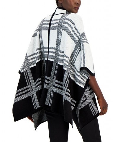 Petite Plaid Mock-Neck Zippered Poncho Ivory/black $33.80 Sweaters