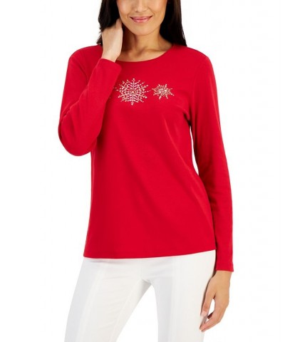 Women's Long-Sleeve Holiday Top Marine Green $10.07 Tops