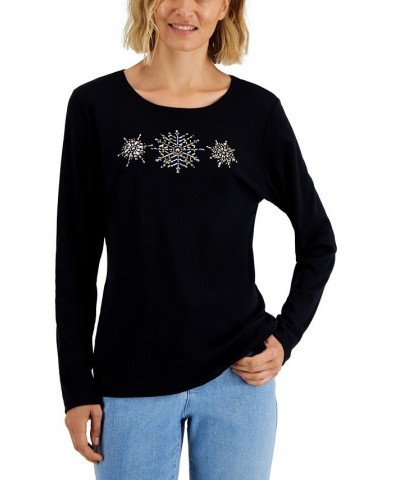 Women's Long-Sleeve Holiday Top Marine Green $10.07 Tops