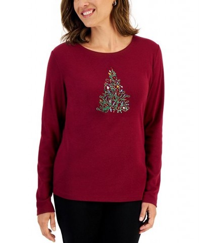 Women's Long-Sleeve Holiday Top Marine Green $10.07 Tops