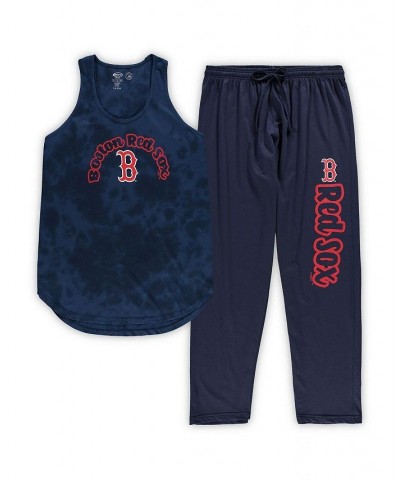 Women's Navy Boston Red Sox Plus Size Jersey Tank Top and Pants Sleep Set Navy $22.40 Pajama