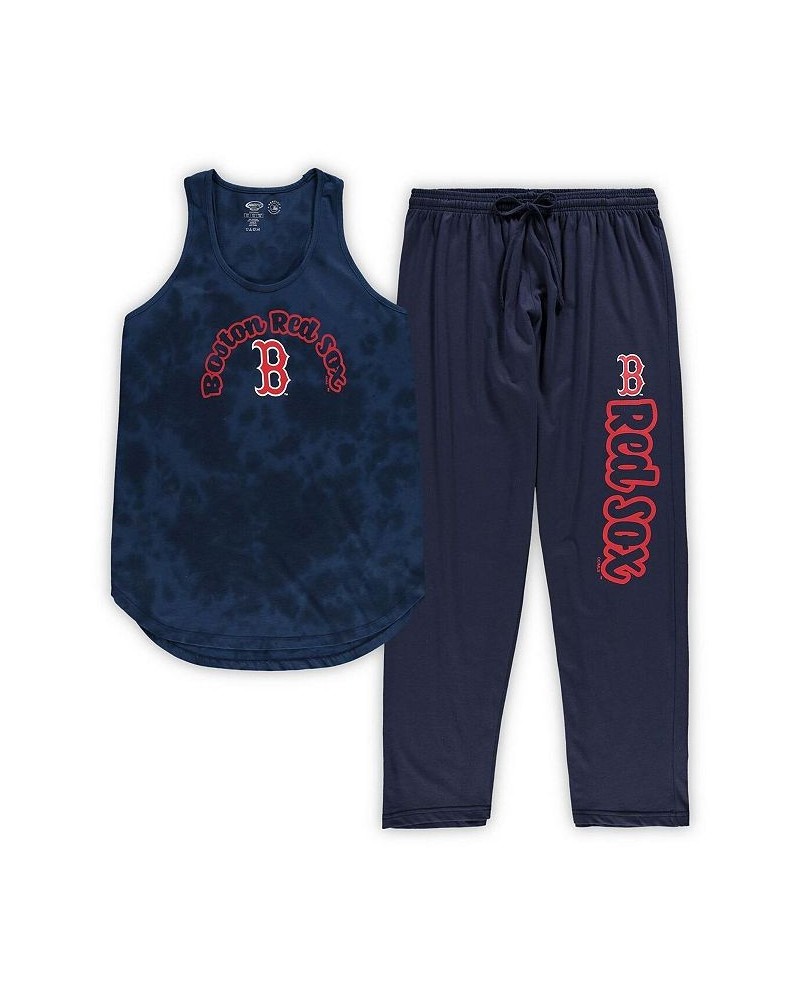 Women's Navy Boston Red Sox Plus Size Jersey Tank Top and Pants Sleep Set Navy $22.40 Pajama