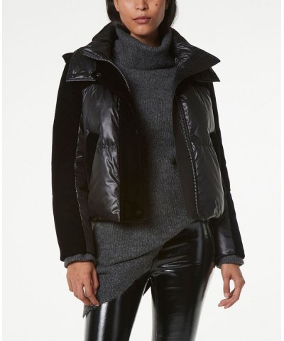 Velvet Block Down-Filled Puffer Coat Black $98.80 Coats