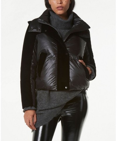 Velvet Block Down-Filled Puffer Coat Black $98.80 Coats