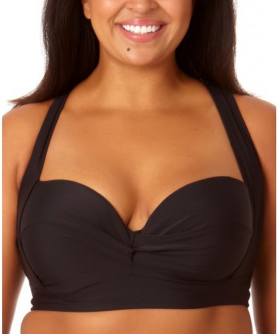 Plus Size Molded Cup X-Back Bikini Top Rich Black $23.39 Swimsuits