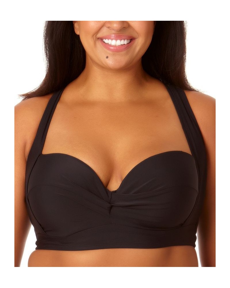 Plus Size Molded Cup X-Back Bikini Top Rich Black $23.39 Swimsuits