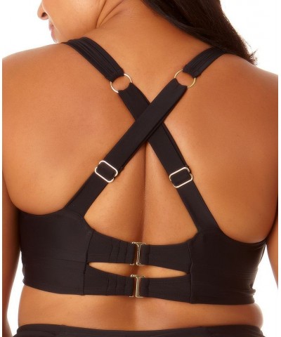 Plus Size Molded Cup X-Back Bikini Top Rich Black $23.39 Swimsuits