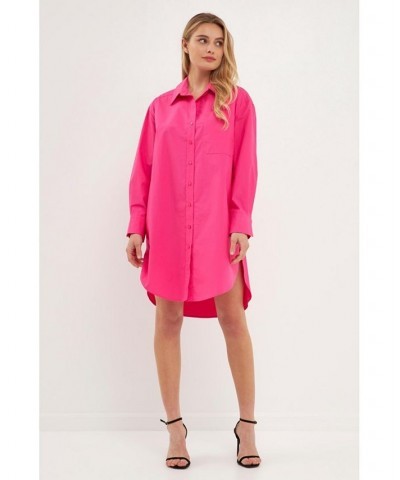 Women's Classic Collared Dress Shirt Fuchsia $40.50 Dresses