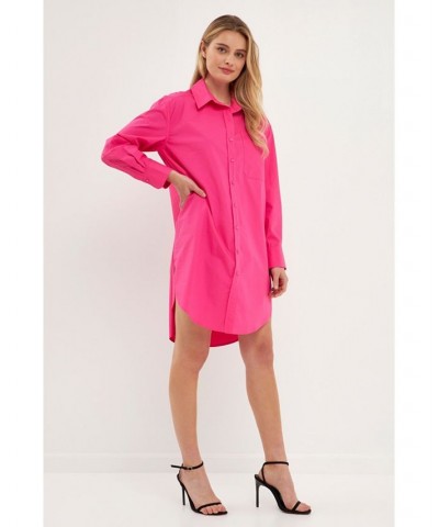 Women's Classic Collared Dress Shirt Fuchsia $40.50 Dresses