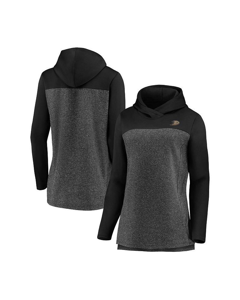 Women's Branded Heathered Charcoal and Black Anaheim Ducks Chiller Fleece Pullover Hoodie Heathered Charcoal, Black $45.89 Sw...