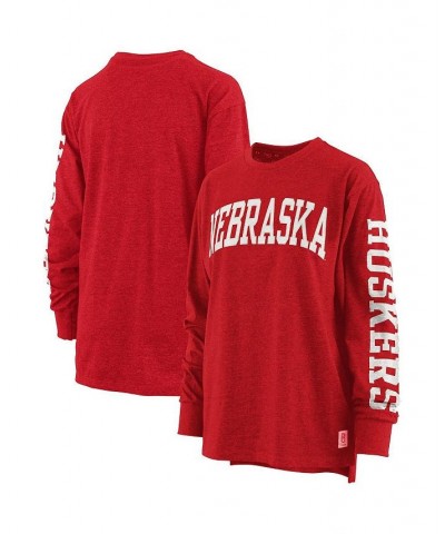 Women's Scarlet Nebraska Huskers Plus Size Two-Hit Canyon Long Sleeve T-shirt Red $28.20 Tops