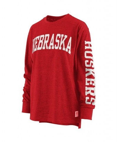 Women's Scarlet Nebraska Huskers Plus Size Two-Hit Canyon Long Sleeve T-shirt Red $28.20 Tops