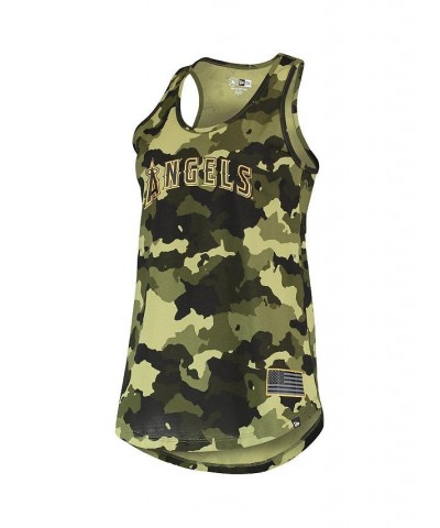 Women's Green Los Angeles Angels 2022 MLB Armed Forces Day Camo Racerback Tank Top Green $22.79 Tops