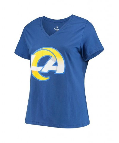 Women's Branded Matthew Stafford Royal Los Angeles Rams Plus Size Player Name and Number V-Neck T-shirt Royal $21.15 Tops