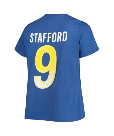 Women's Branded Matthew Stafford Royal Los Angeles Rams Plus Size Player Name and Number V-Neck T-shirt Royal $21.15 Tops