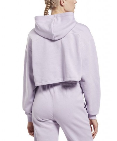 Women's Modern Safari Cropped Cover-Up Hoodie Purple $25.37 Sweatshirts