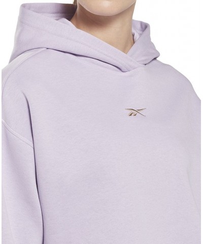 Women's Modern Safari Cropped Cover-Up Hoodie Purple $25.37 Sweatshirts