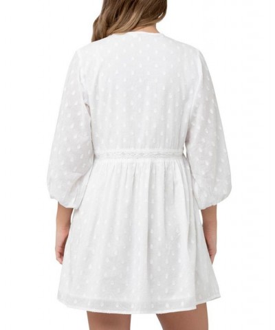 Valentina Embroidered Long Sleeve White Dress White $37.76 Dresses