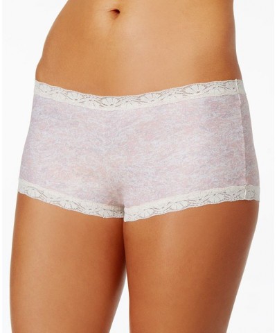 Lace Trim Microfiber Boyshort Underwear 40760 Peach Swirl Print $8.91 Panty