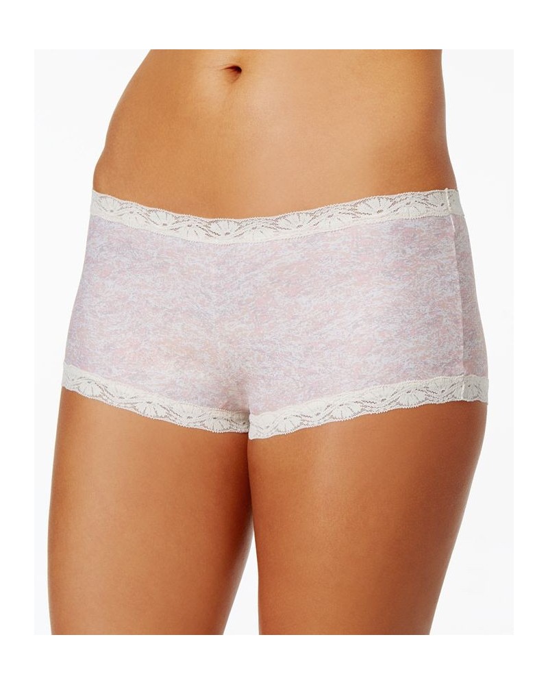 Lace Trim Microfiber Boyshort Underwear 40760 Peach Swirl Print $8.91 Panty