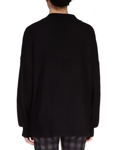 Cozy V-Neck Waffle Knit Sweater Black $16.77 Sweaters