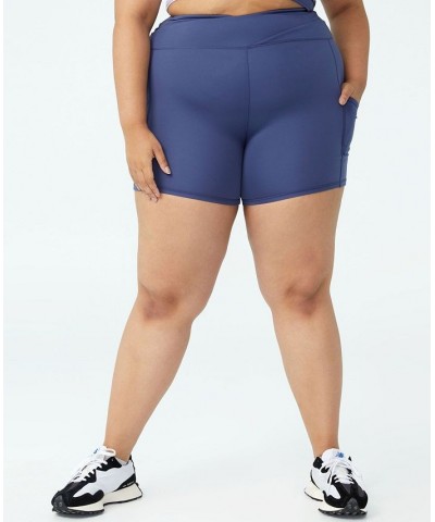 Trendy Plus Size Active Ultra Soft Pocket Bike Shorts Vintage-Like Navy $17.20 Shorts