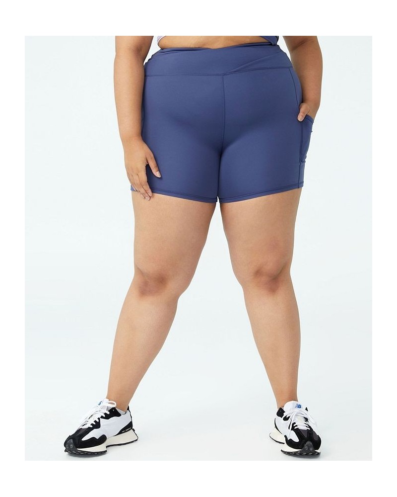 Trendy Plus Size Active Ultra Soft Pocket Bike Shorts Vintage-Like Navy $17.20 Shorts