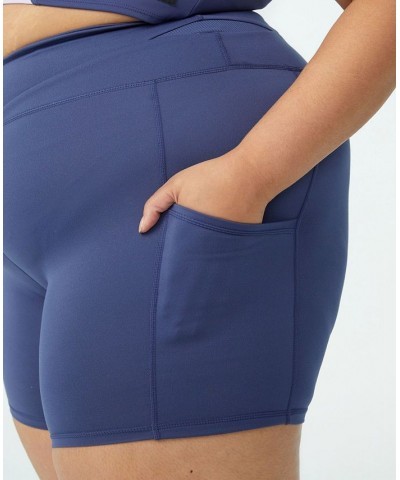 Trendy Plus Size Active Ultra Soft Pocket Bike Shorts Vintage-Like Navy $17.20 Shorts