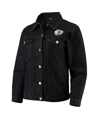 Women's Black Brooklyn Nets Patch Denim Button-Up Jacket Black $51.30 Jackets