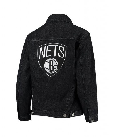 Women's Black Brooklyn Nets Patch Denim Button-Up Jacket Black $51.30 Jackets