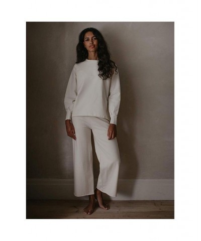 Women's Maternity Organic Cotton Wide Leg Fleece Trouser Undyed $44.52 Pants