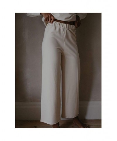 Women's Maternity Organic Cotton Wide Leg Fleece Trouser Undyed $44.52 Pants