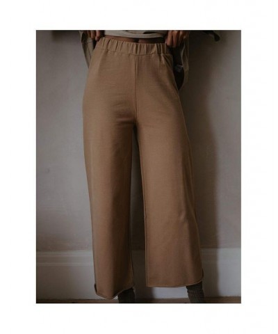 Women's Maternity Organic Cotton Wide Leg Fleece Trouser Undyed $44.52 Pants