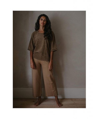 Women's Maternity Organic Cotton Wide Leg Fleece Trouser Undyed $44.52 Pants