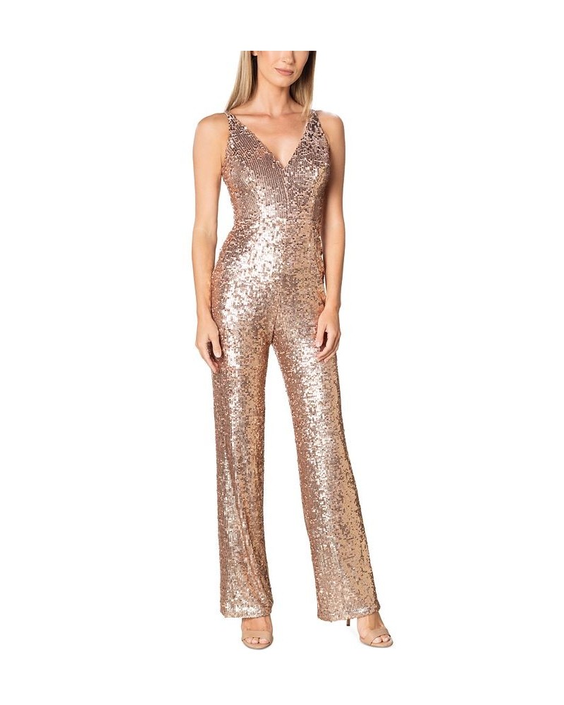 Women's Charlie Sequin Jumpsuit Soft Gold Multi $64.22 Pants