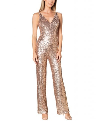 Women's Charlie Sequin Jumpsuit Soft Gold Multi $64.22 Pants