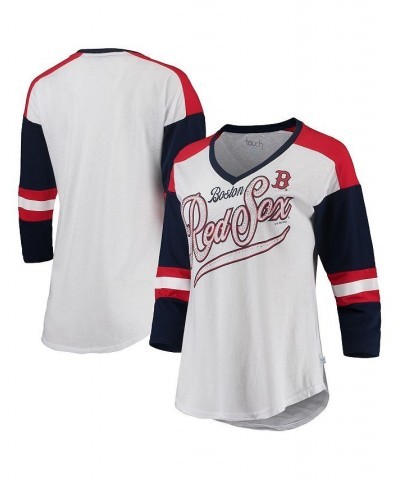 Women's White and Navy Boston Red Sox Base Runner 3/4-Sleeve V-Neck T-shirt White, Navy $23.65 Tops