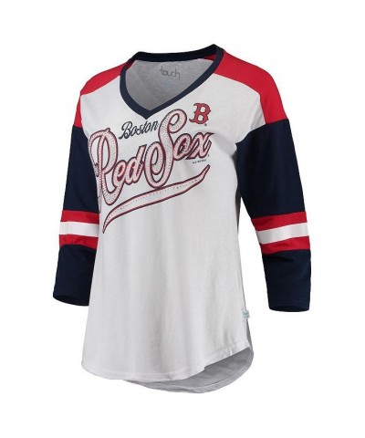 Women's White and Navy Boston Red Sox Base Runner 3/4-Sleeve V-Neck T-shirt White, Navy $23.65 Tops