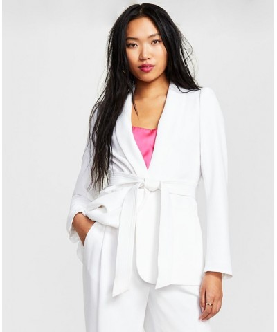 Women's Textured Belted Jacket Blanc $70.03 Jackets